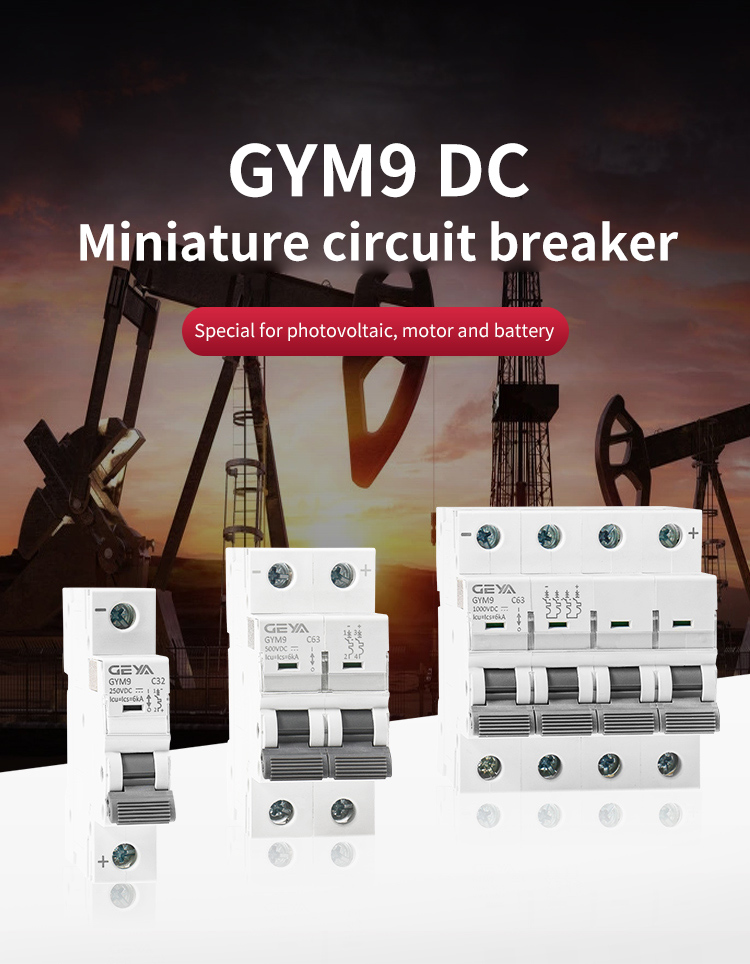 GEYA NEW GYM9 DC MCB 63A 250V 6kA Single Phase Miniature Circuit Breaker MCB for Solar PV System Breaker Circuit