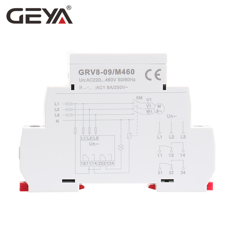 GEYA GRV8-09 Phase Sequence Relay Phase Failure Relay 8A 2SPDT 36mm Width Phase Monitoring Device 36mm Width