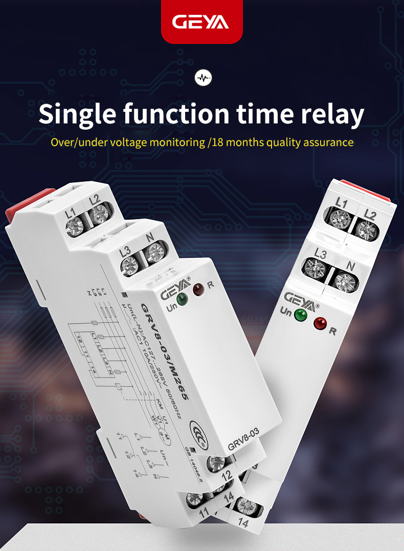 GEYA Online Shopping GRV8-08 3Phase+N Adjustable Voltage Relay Control Relay M265