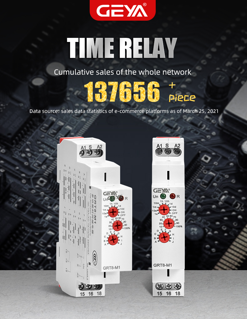 GEYA GRT8-M1 AC/DC12V~240V off Delay Timer 24v on Delay 12v Dc Multifunctional Din Rail Timer Relay
