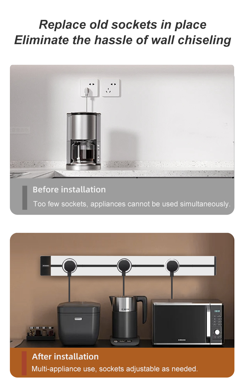 GEYA Desktop Power Track System Socket Flexible Outlet Track Socket Mobile Rail Socket Guide Rail