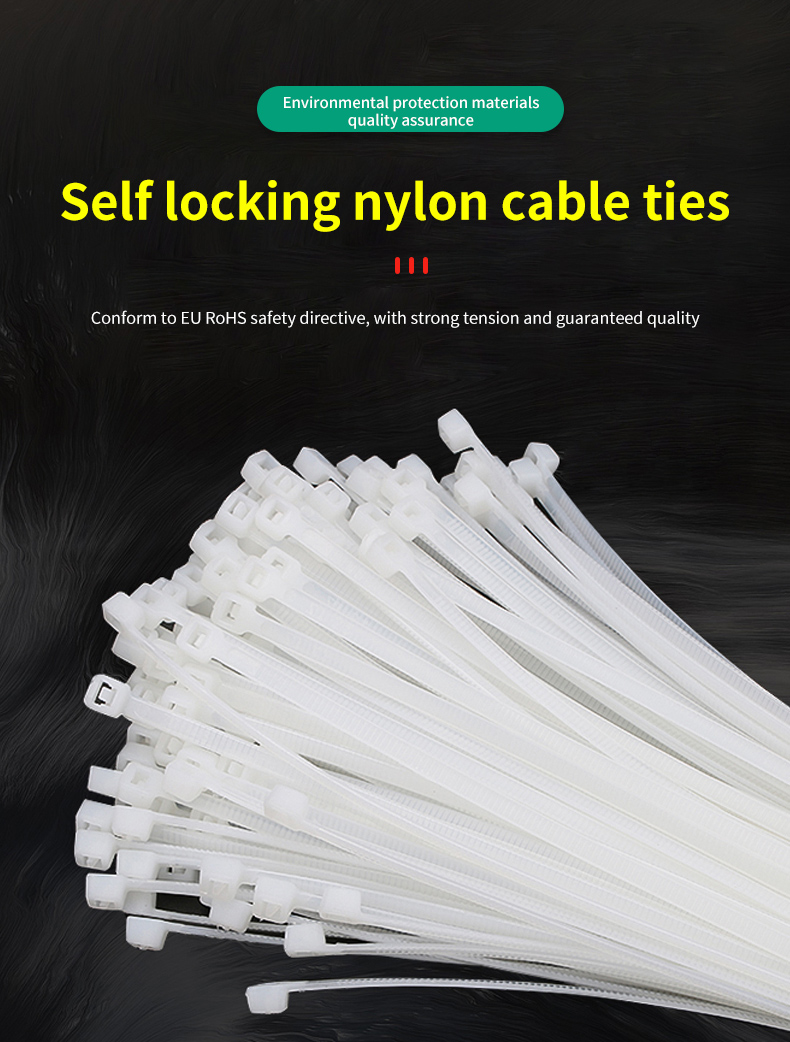 GEYA Wholesale Factory Good Quality Self-Locking Black and White Nylon66 Plastic Wire Tie Nylon Cable Tie Zip Ties