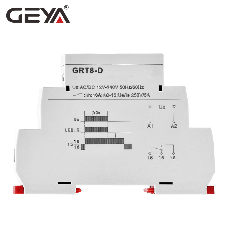 GEYA GRT8-D AC/DC 12-240V 16A Time Delay off Relay for Emergency Stuff Timer Control