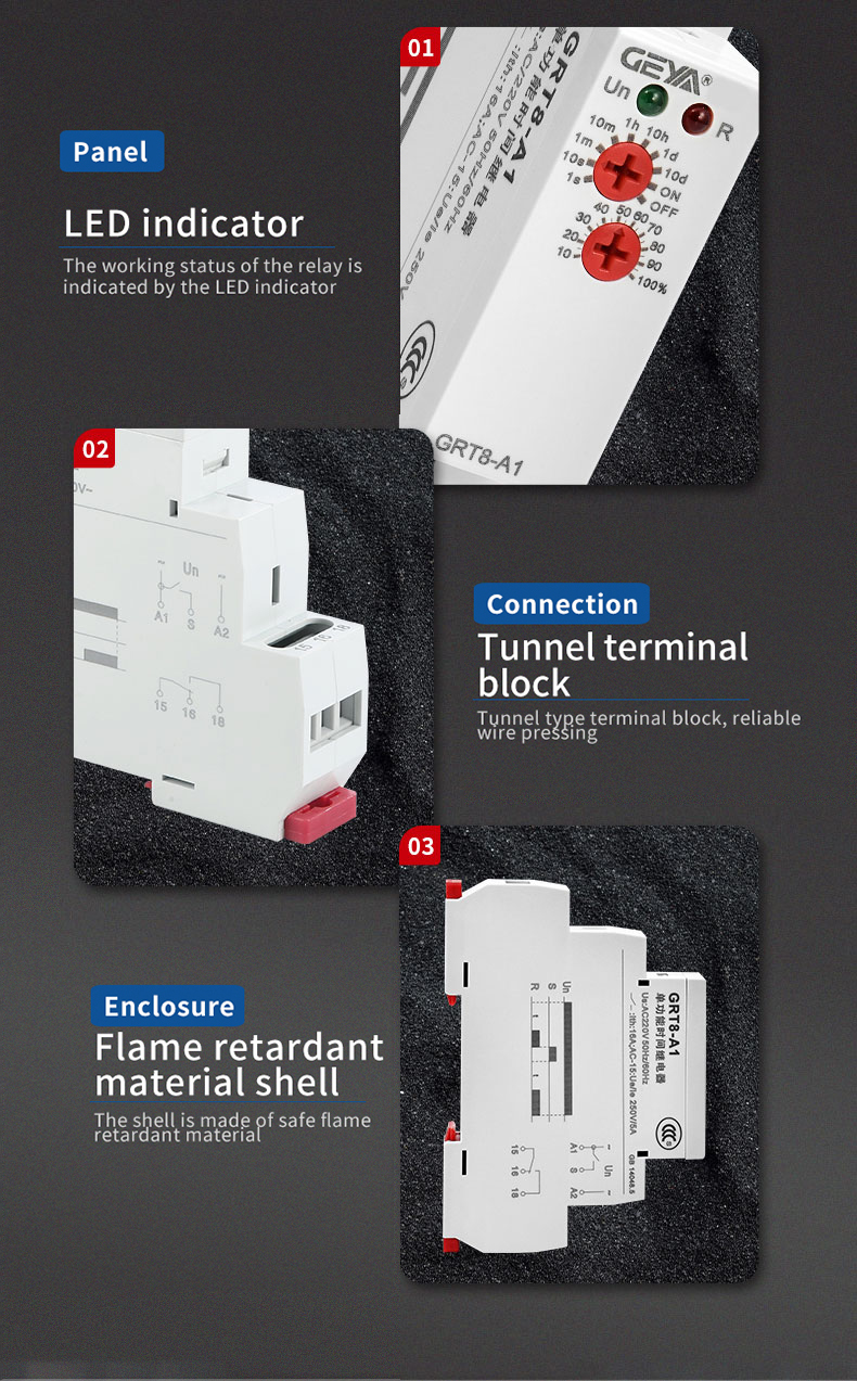 GEYA GRT8-AB Smart Home Adjustable 16A Time Relay DIN Rail 18mm Electric on Delay Timer 12V DC