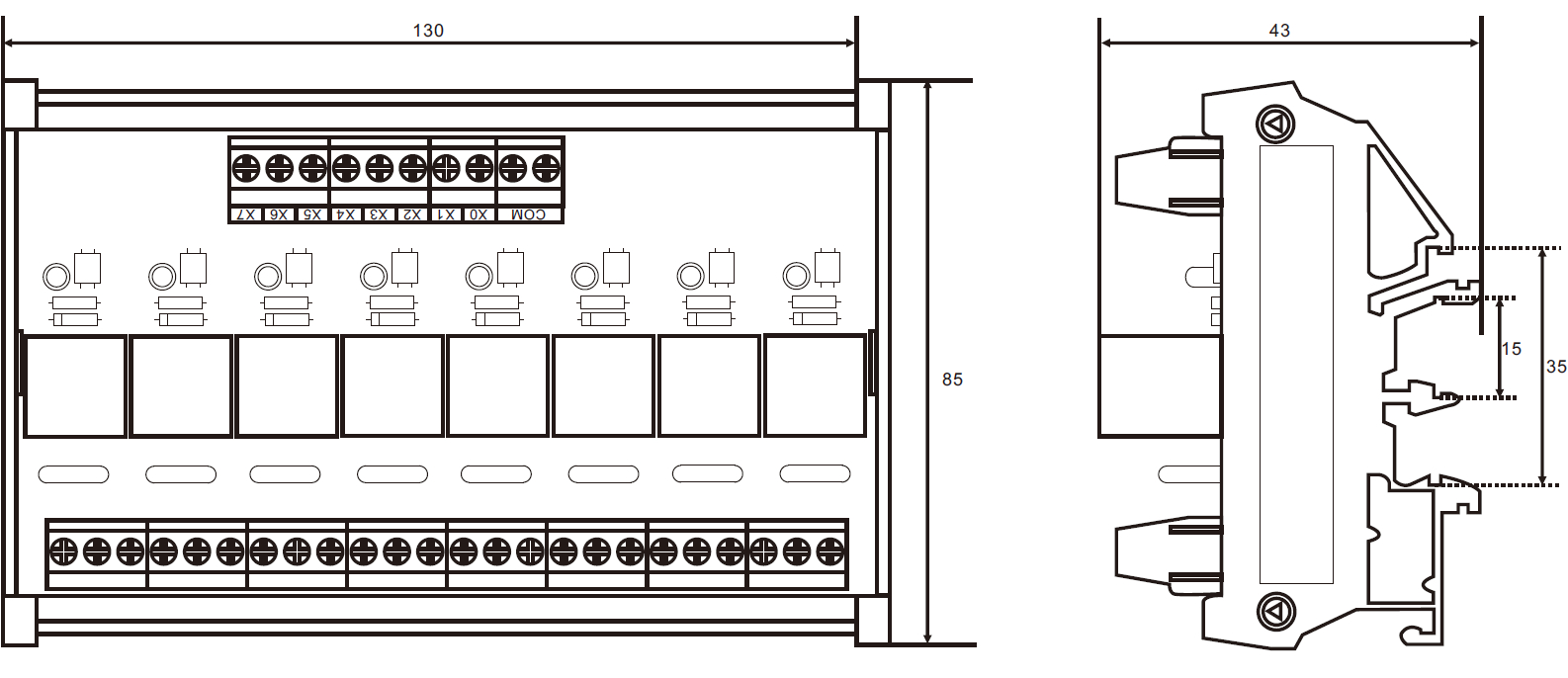 GEYA FY-T73-8C DIN Rail Panel Mount 8 Channel Interface Relay Module 5V 12V 24V AC DC 1NO1NC