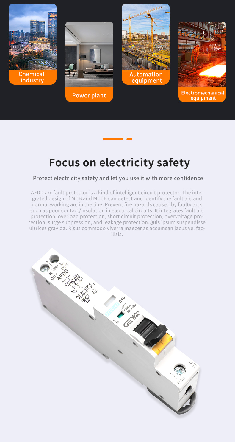 GEYA AFDD5-40 Arc Fault Circuit Breaker Afdd Rcbo Afci protection with Leakage
