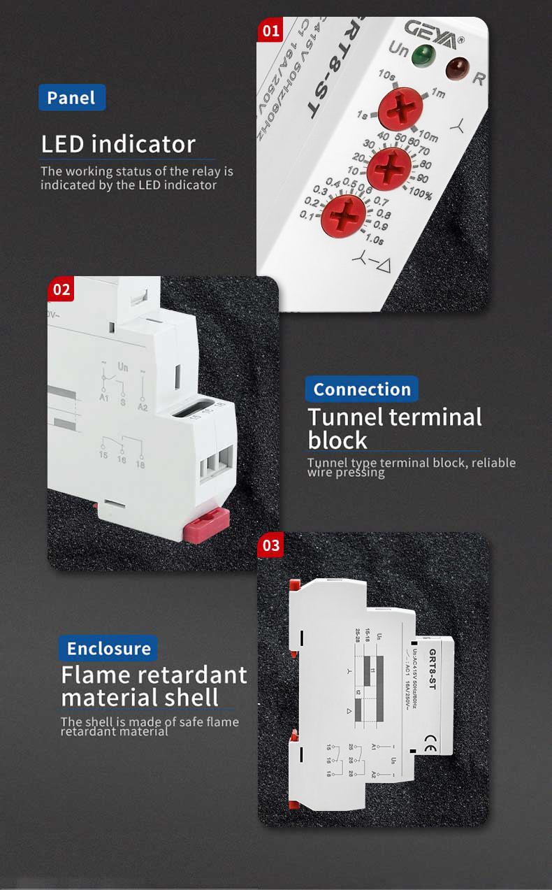 GEYA GRT8-ST SPDT Delay on Timer Star Delta Starter AC/DC 12-240V 16A Miniature PROTECTIVE Sealed Electric Time Relay