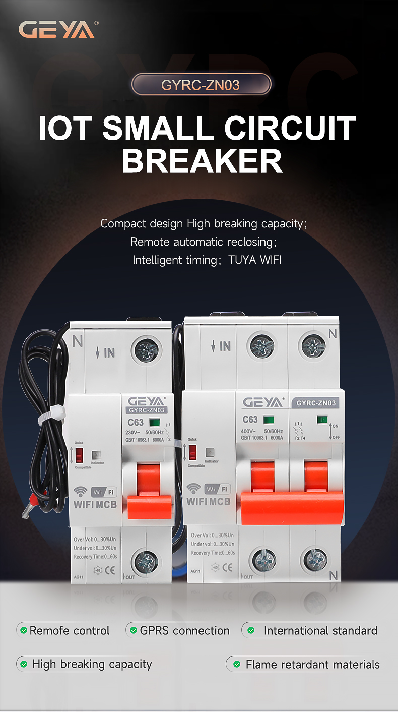 GEYA GYRC-ZN03 1P/20A WIFI Circuit Breaker Smart Time Timer Relay Switch Voice Remote Control Smart Home for Alexa Google Home