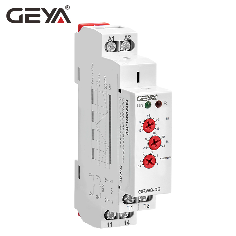 GEYA GRW8-02 Temperature Monitoring Relay16A AC/DC24V-240V Wide Range Voltage with NTC Waterproof Sensor