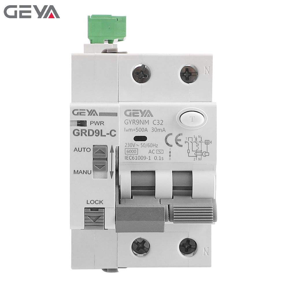GEYA NEW GYR9NM+GRD9L-C 2P 32A-40A-30/100/300mA AC Rcbo Auto Recloser Circuit Breaker Rcbo 300ma Auto Circuit Recloser