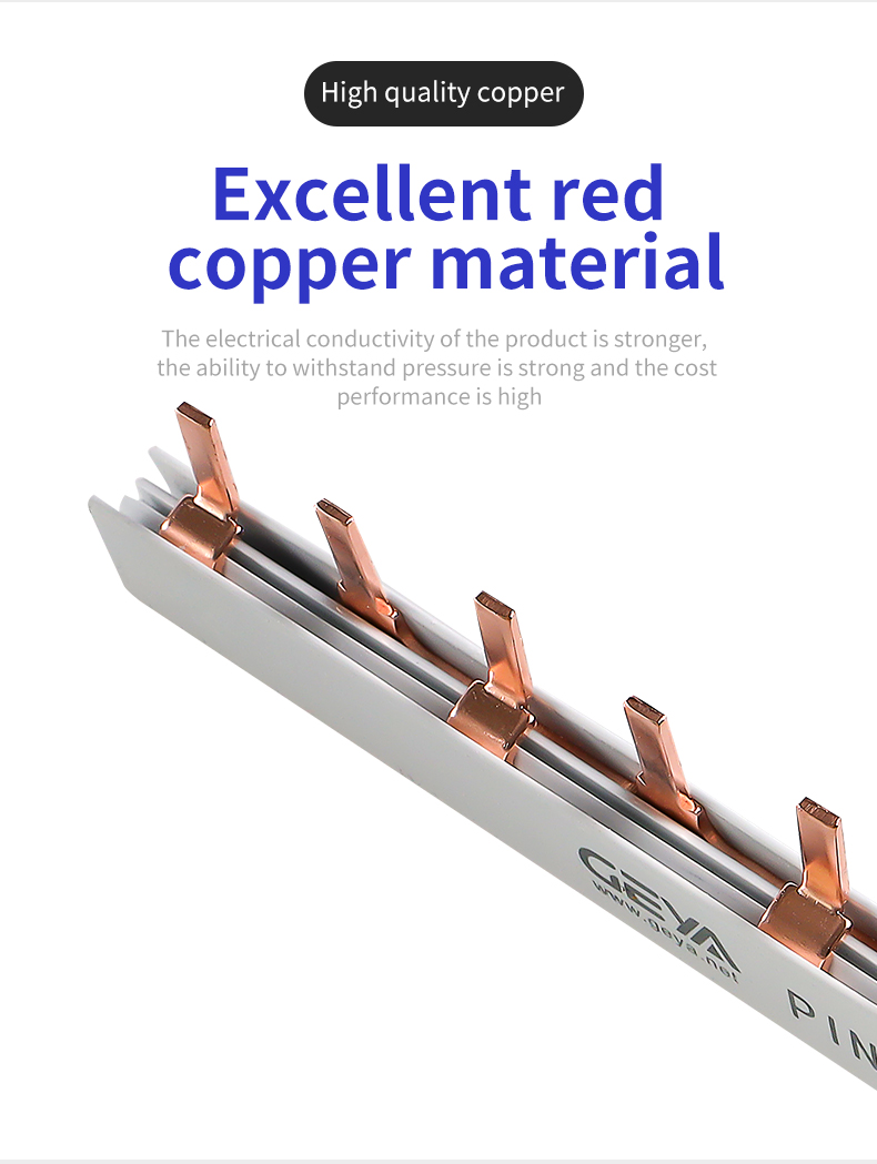 GEYA Pin 1P-12 63A Wholesale China Inverter Factory 1p 63A Earth Electric Copper Bus Bar Busbar Price Fork U Type Bus Bar