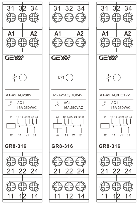 GEYA GR8-316 AC230V 3 SPDT 16A in Stock Intermediate Relay