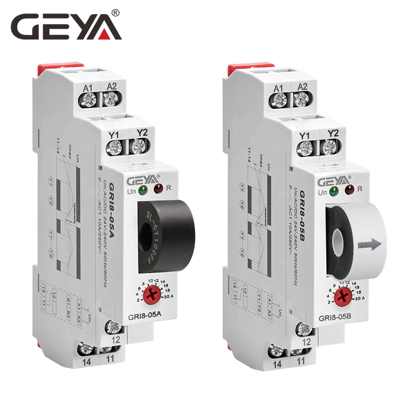 GEYA GRI8-05 AC or DC Current Control Balance Relay 2A-20A AC24V-240V Overcurrent Undercurrent Protection Relays