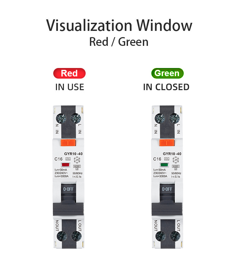 GEYA GYR10N-40 1P+N Single Module RCBO Circuit Breaker Residual Current Circuit Breaker With Over Current Protection RCBO