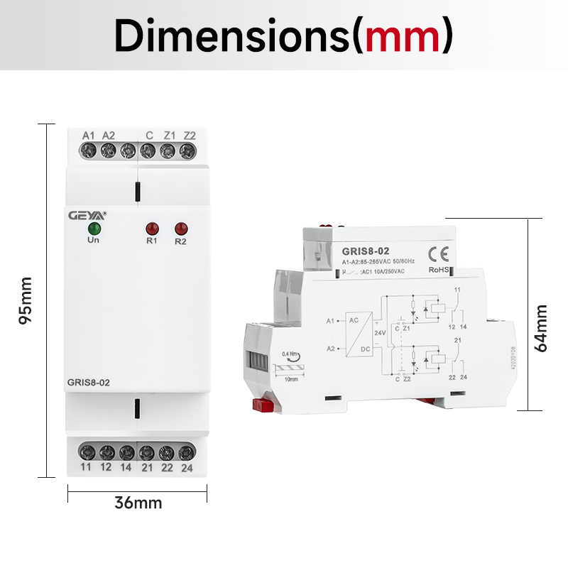 GEYA GRIS8-02 AC85-265V High-Performance GRIS8 Isolated Relay with 3-Way Isolation for HVAC and Elevator Control