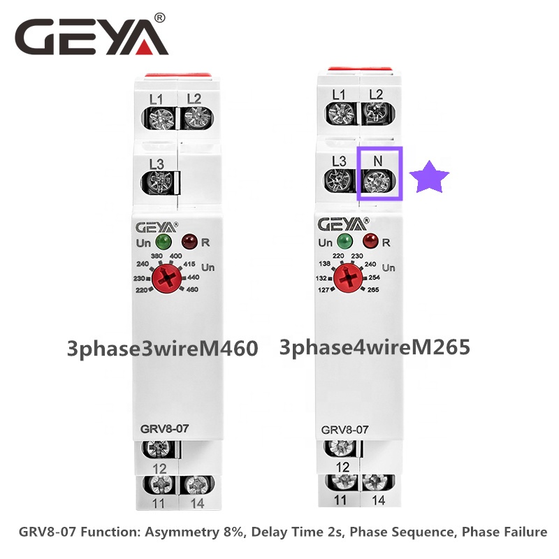 GEYA GRV8-07 Modular 35mm Din Rail Relay Phase Failure Protection Relay for Elevator