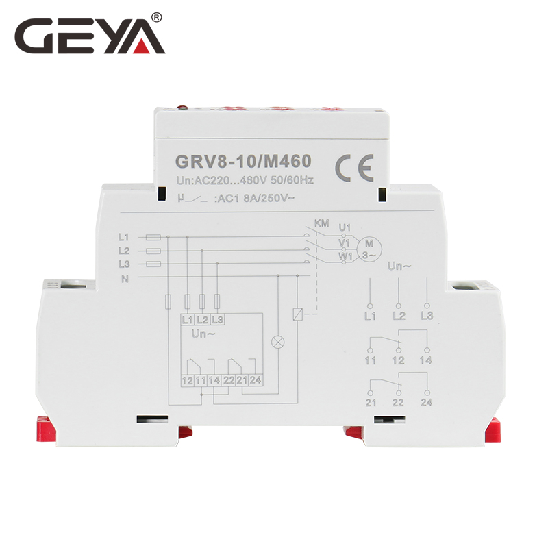 GEYA GRV8-10 NEW 36mm Width 3 Phase Voltage Monitoring Relay with Reset Time 0.1s-10s Over Under Voltage Relays