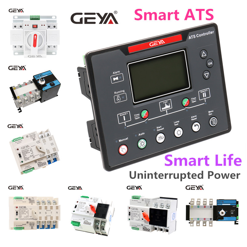 GEYA 12V or 24V Smartgen ATS Generator Controller ATS700I Without  RS485 PC Dual Power Automatic Transfer Switch ATS 100A AC