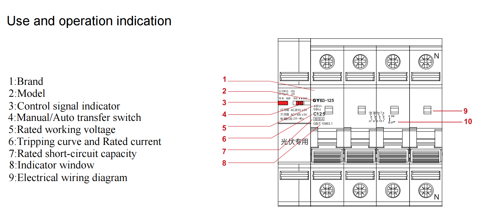 GEYA GYRD9L-125-2P 80-125A Smart Auto Recloser Reclosing for Low Voltage Solar Pv Power System with Mcb Under Over Voltage