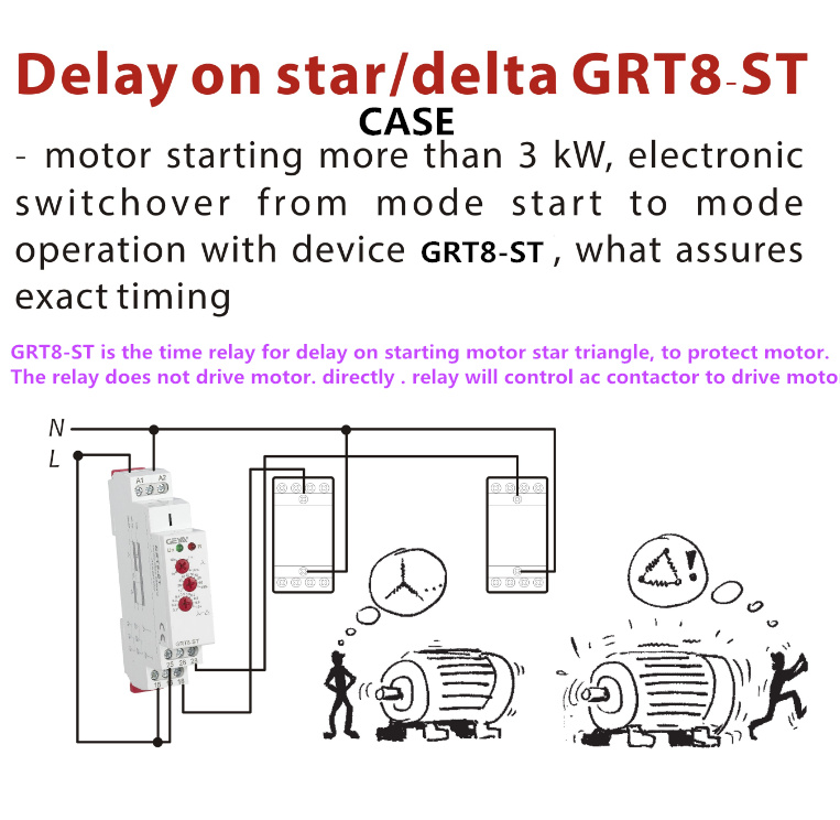 GEYA GRT8-ST SPDT Delay on Timer Star Delta Starter AC/DC 12-240V 16A Miniature PROTECTIVE Sealed Electric Time Relay