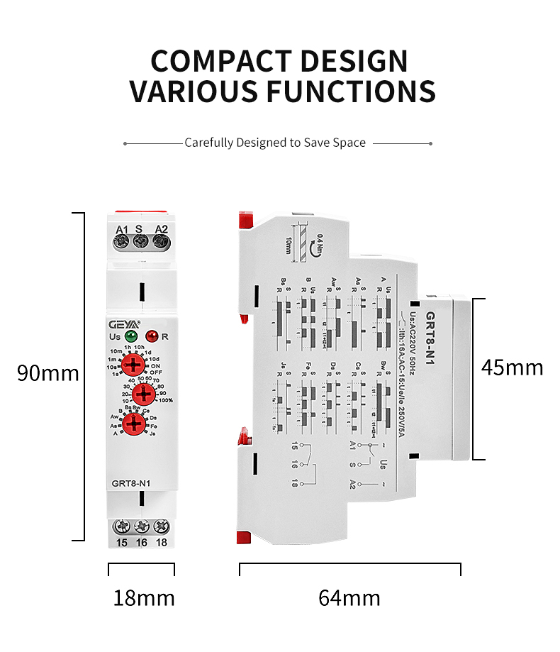 GEYA  Ac2two Piece1sets40v Relay Delay Ac Timer 30a Extended Multifunction Time Relay Relais 230v AUTO Miniature AC/DC12V~240V
