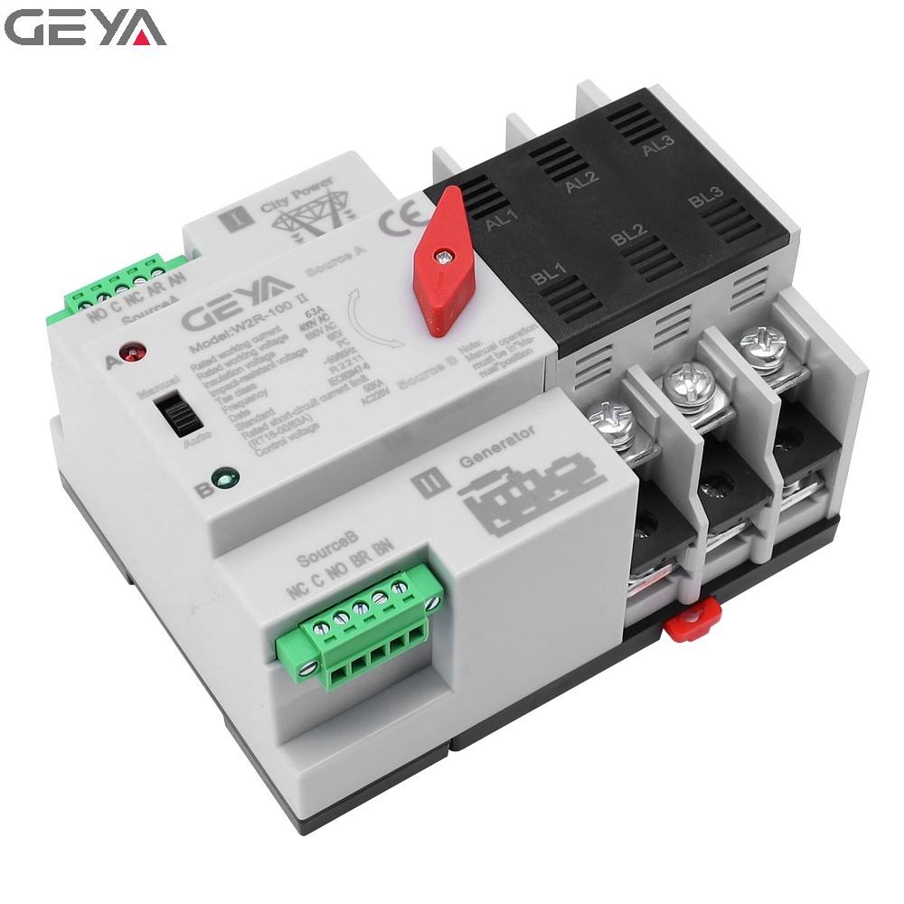 GEYA 100A ATS 4P 3 Phase Automatic Transfer Switch for Generator 63A PC Class Home Use 160A 4 Pole Automatic Changeover Switch