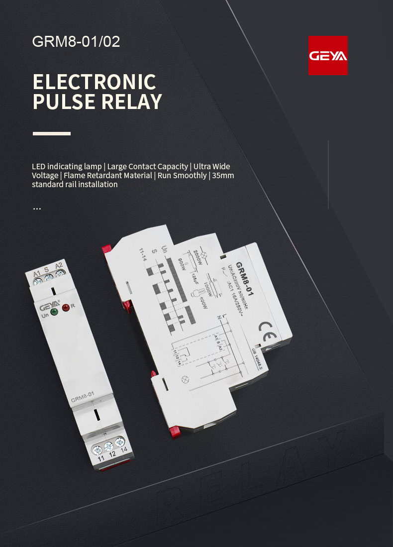 GEYA GRM8 12 Volt DC Latching Relays Relay 220V Din Rail Latching Switch Factory 12v Impulse Relay
