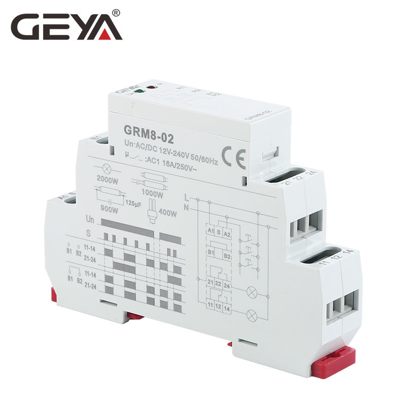 GEYA GRM8 DIN Rail Mounting AC 230V AC/DC12V-240V SPDT Memory Latching Relay Electric 120a Latching Relay 12vdc