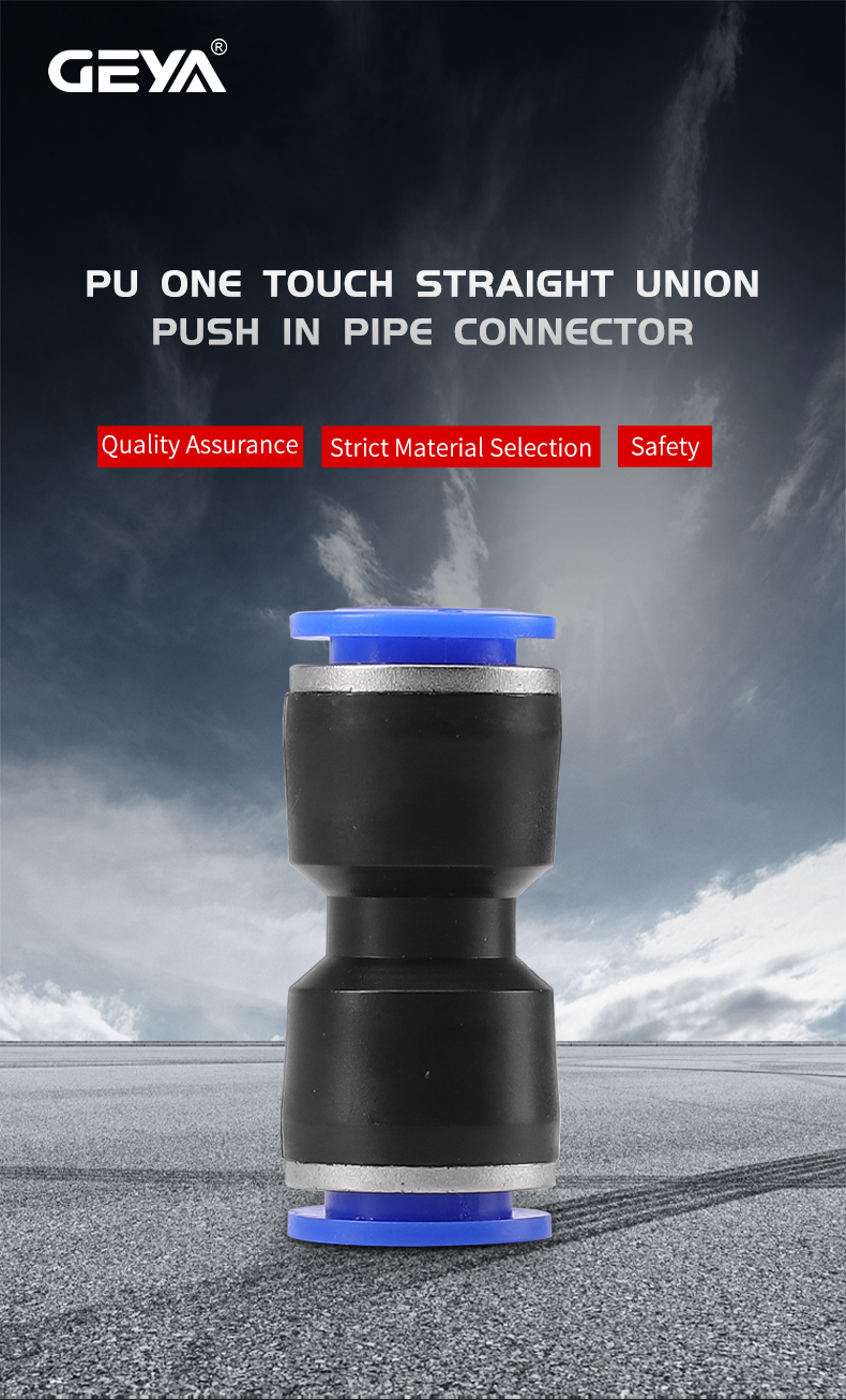 GEYA PU One Touch Straight Union Push in Pipe Connector Plastic Tube Fittings Pneumatic