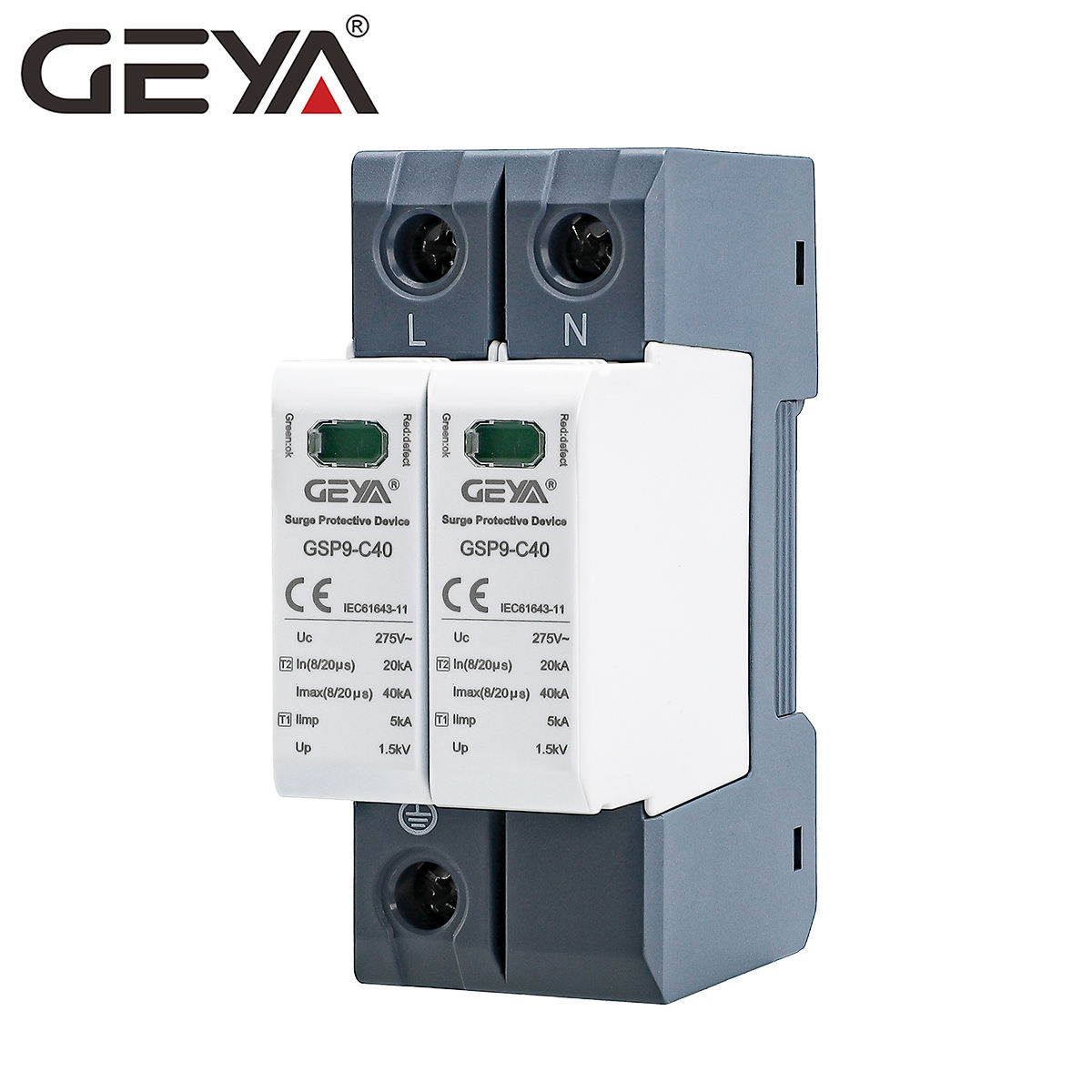 GEYA 600V 1000V 40KA AC SPD 12v Surge Protector Device for Solar System and Solar Energy