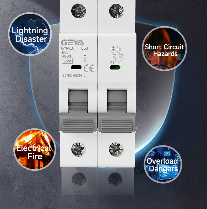 GEYA GYM10T-6kA-2P 60A 2 Pole Mini Circuit Breaker 63 a Ac Mcb Zhejiang Mccb 16a40a 63a 100a 63 Amp Miniature Circuit Breaker