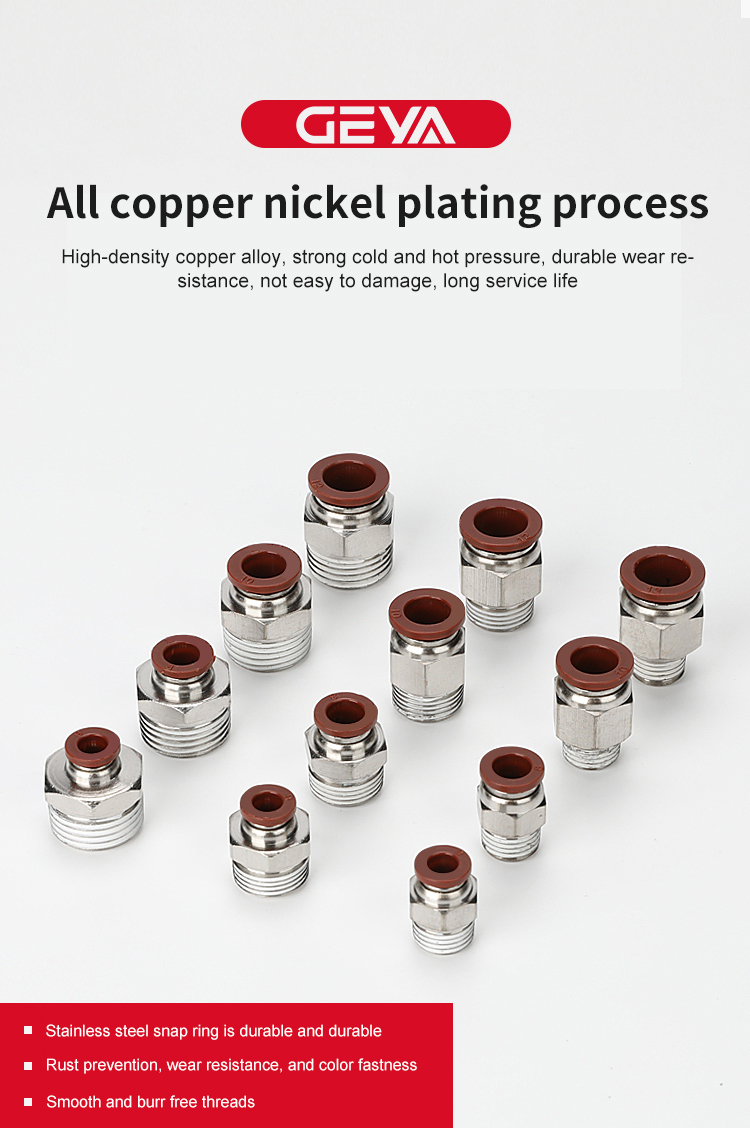 GEYA PC Thread Pneumatic Connector Pneumatic Connector air Hose Pneumatic Fitting Quick Connector Metal