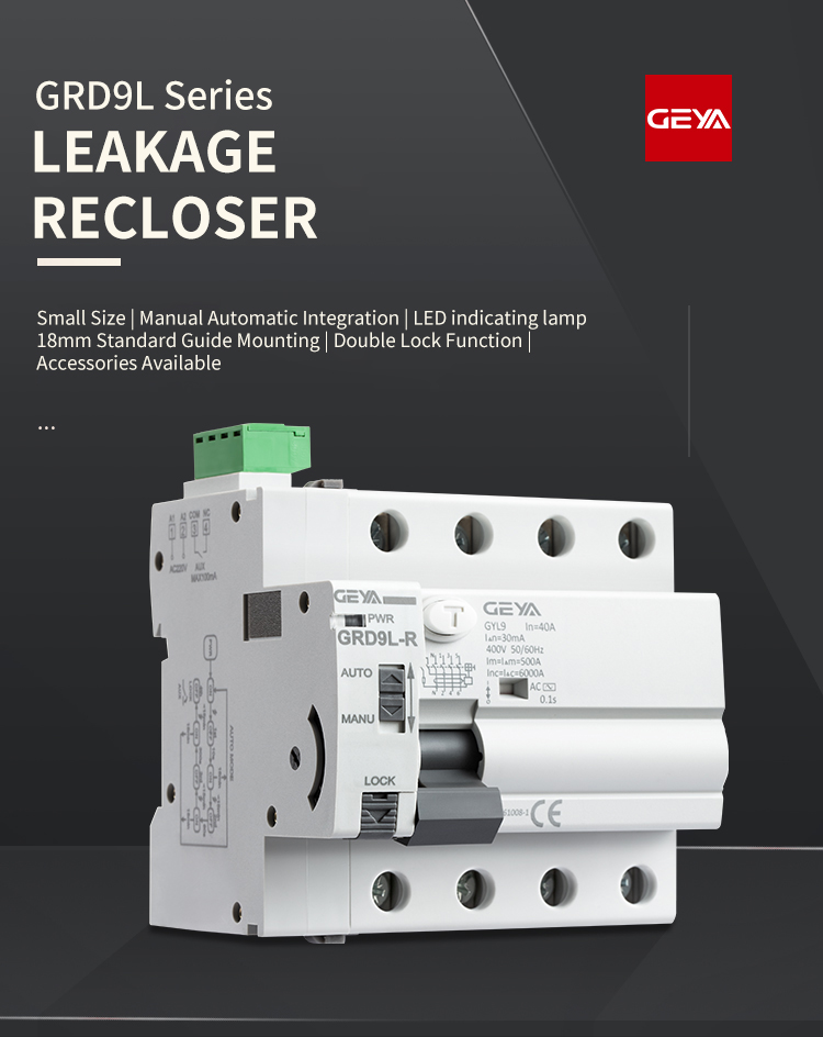 GEYA GRD9L Automatic RCCB Auto Reclosing ELCB Auto Recloser RCCB Residual Current Circuit Breaker MCB MCCB RCCB ELCB DC Reclosin
