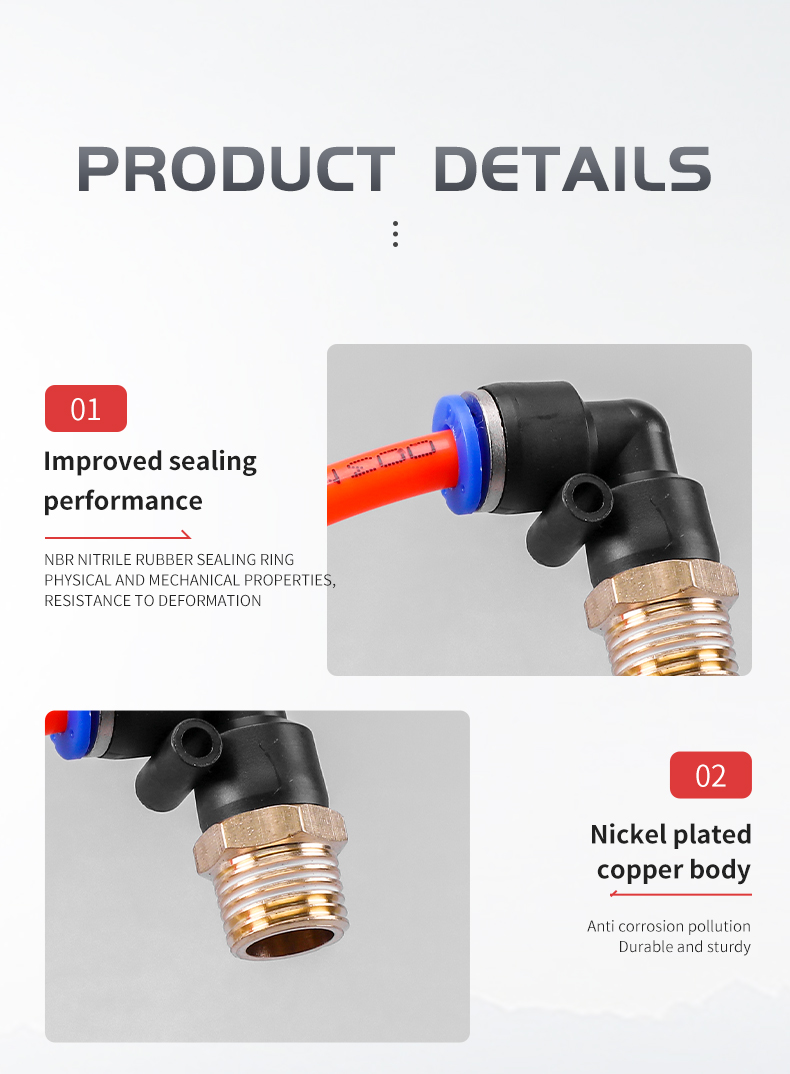 GEYA PL Pneumatic Fitting Elbow Fitting Push to Connector Air Hose Plastic Quick Connect Fitting