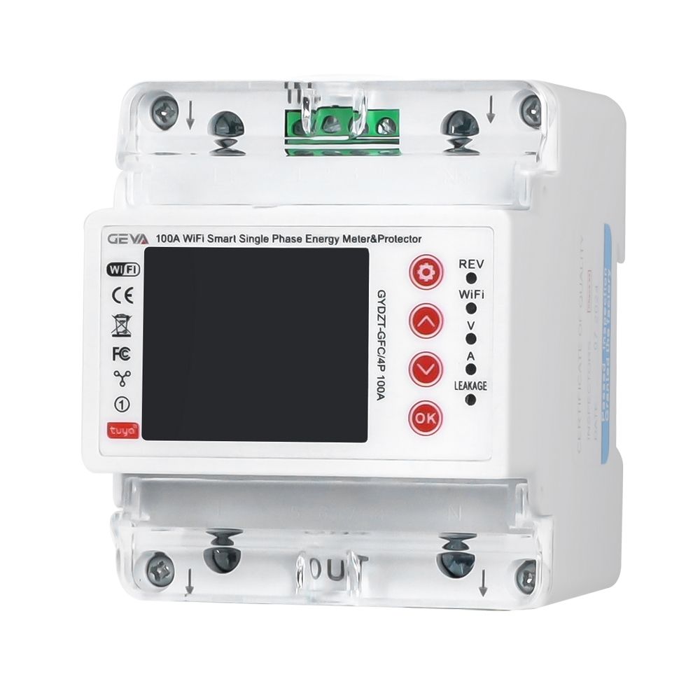 GEYA GYDZT-GFC Tuya WiFi Circuit Breaker Digital Display Voltmeter Ammeter Current Voltage Frequency Energy Meter AC Monitor