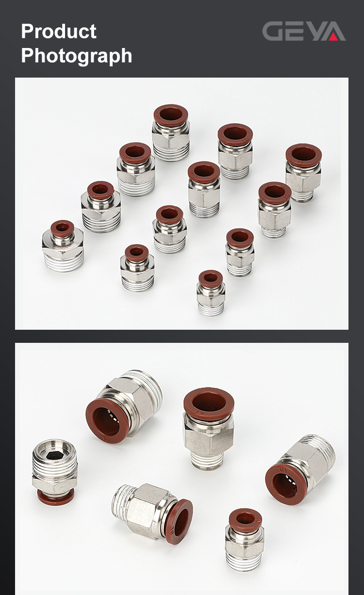 GEYA PC Thread Pneumatic Connector Pneumatic Connector air Hose Pneumatic Fitting Quick Connector Metal
