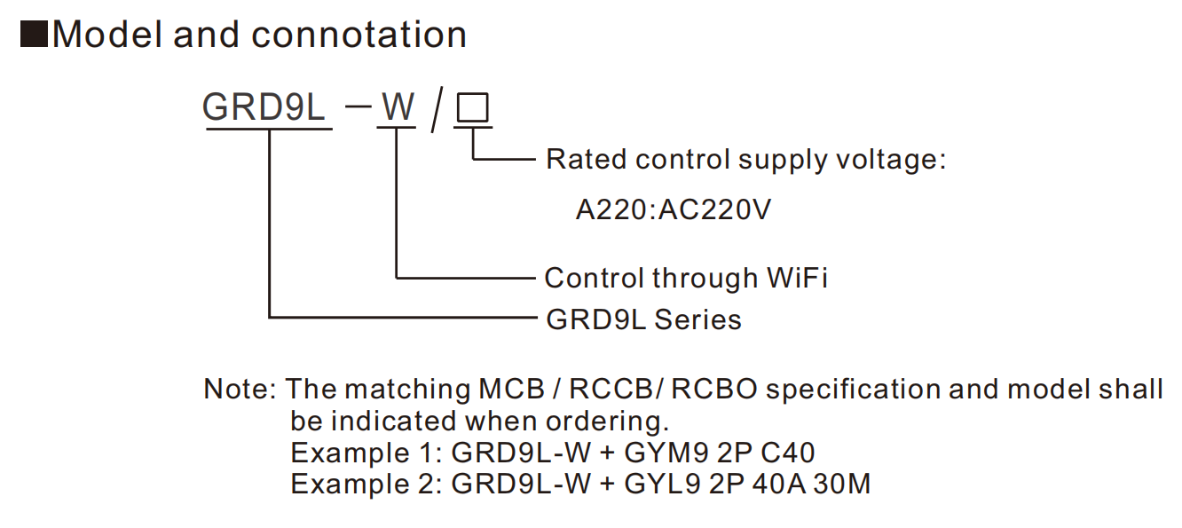 GEYA MCB/RCCB/RCBO Controlled by WiFi Instruction Manual Auto Recloser Mcb Circuit Breaker 2P 40A 30mA/100mA