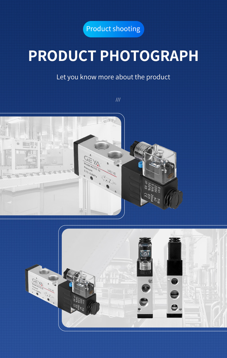 GEYA 4V310-10 PT3/8 Pneumatic air Solenoid Valve Double Coil Actuator Positioner Mechanical