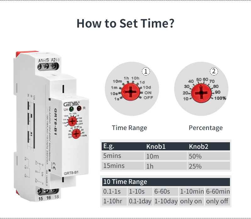 GEYA GRT8-B2 AC/DC12V-24V off Delay Timer 12vdc Delay Relay Module 16A Safety Relay