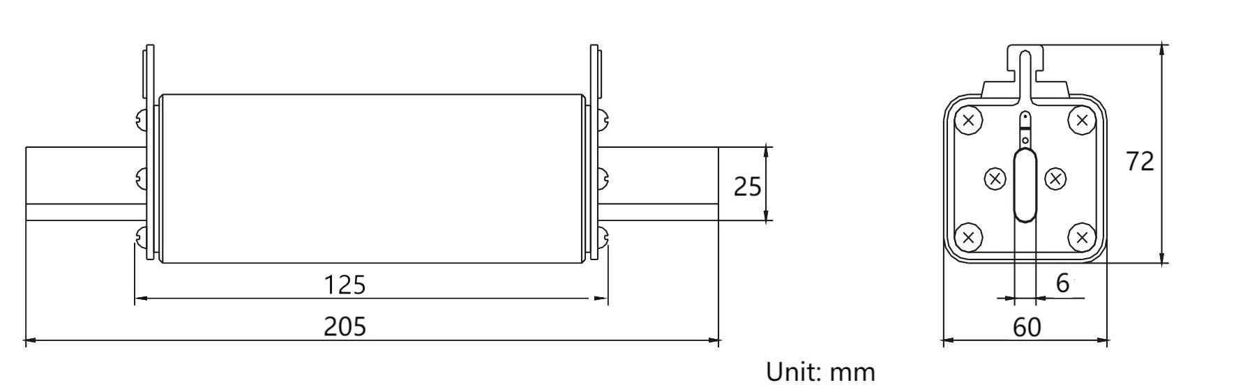 GEYA GYPV-H2XL 355A Low Voltage Electronic 1500V 80-400A Thermal square Fuse Link Ceramic DC Holder for Distribution Box PV