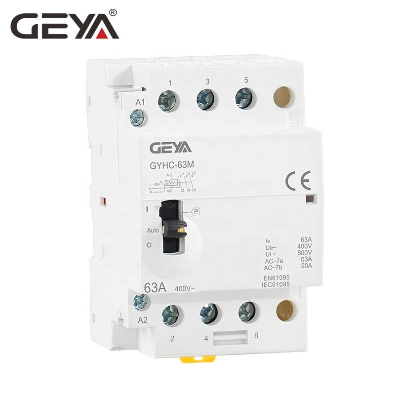 GEYA  3P 40A  63A 3NO 220V 50Hz Din Rail Household AC Contactor Manual Control Electrical Type Contactor