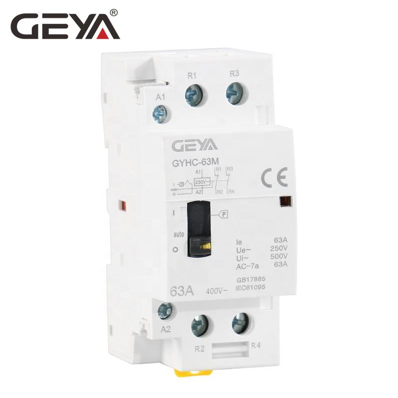 GEYA GYHC Modular AC Contactor 2Pole 40A 63A 2NO or 2NC Manually-operated Contactor 110V 220V Household Contactor