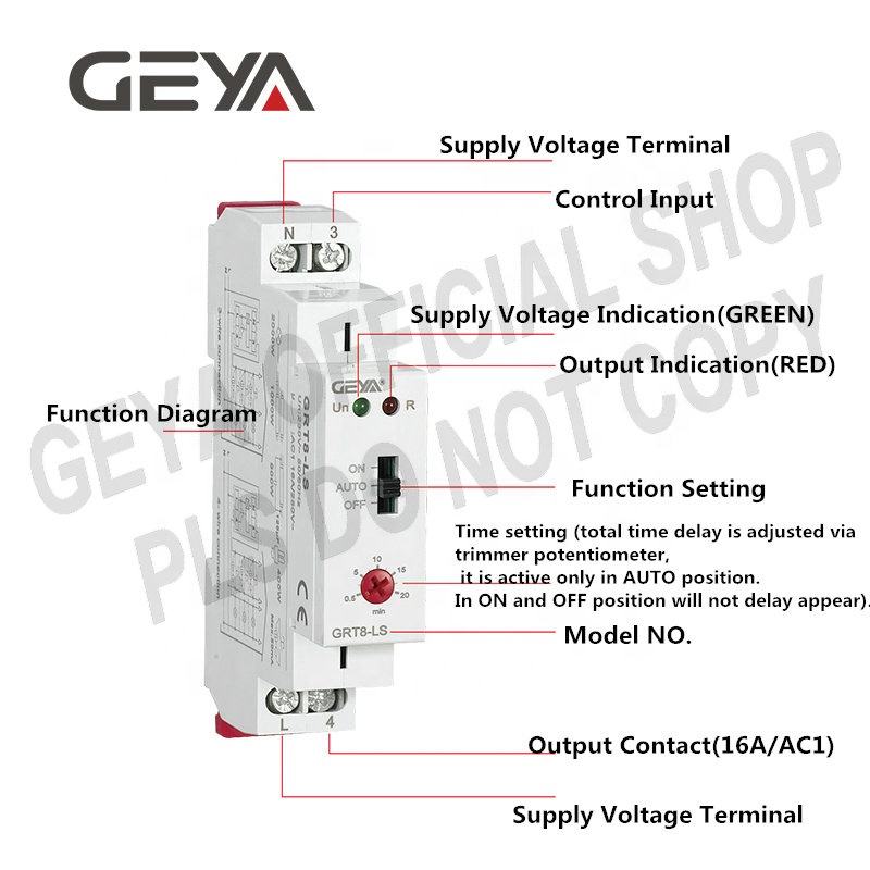 GEYA GRT8-LS 16A Staircase Timer Switch Street Light Timer Switch Timer Electric Staircase Light Time Switch