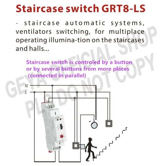 GEYA GRT8-LS 16A Staircase Timer Switch Street Light Timer Switch Timer Electric Staircase Light Time Switch