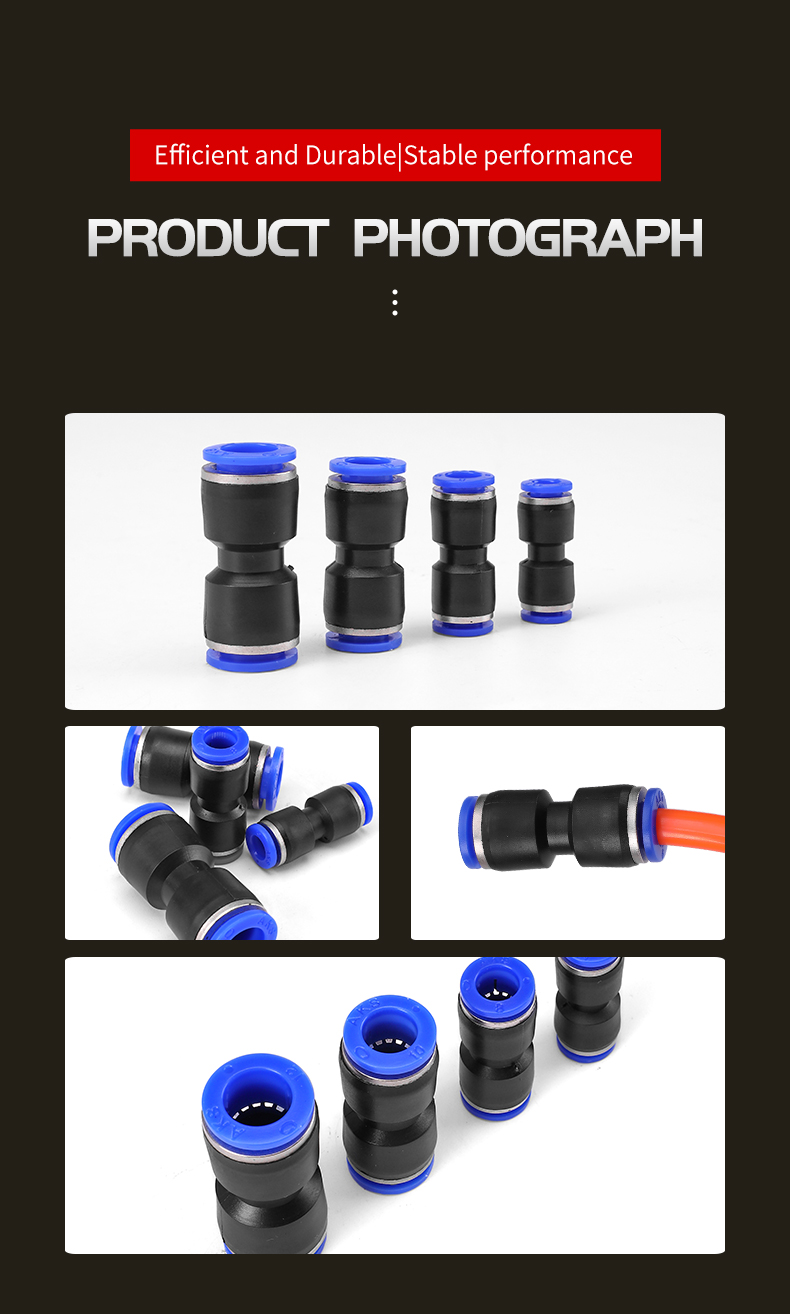 GEYA PU One Touch Straight Union Push in Pipe Connector Plastic Tube Fittings Pneumatic