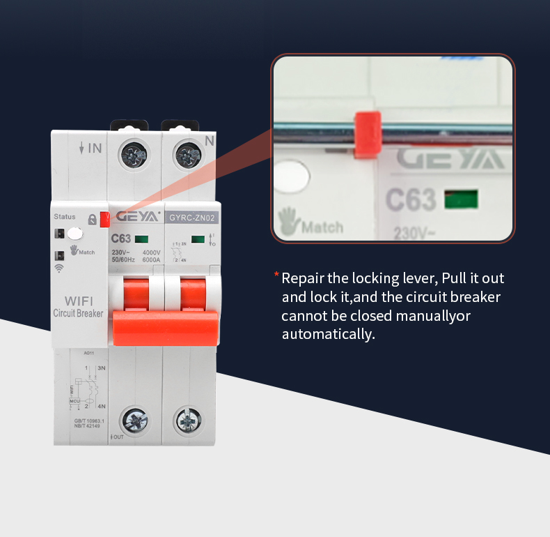 GEYA GYRC-ZN02 1P/20A TUYA System Remote Control Wireless Smart 20 Ampere Wifi Mcb Circuit Smart Breaker Switch