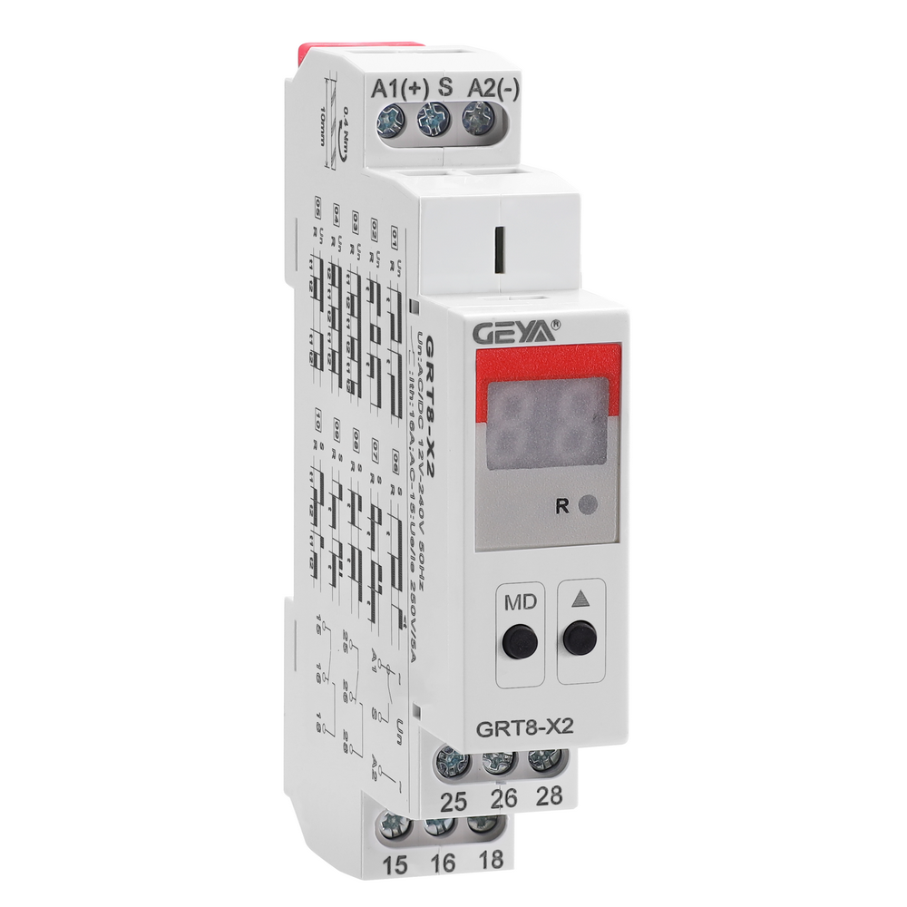 GEYA GRT8-X2 Repeat Cycle Pulse Generator Double Delay off Multifunction Digital Display Lcd Display Voltage protection Relay
