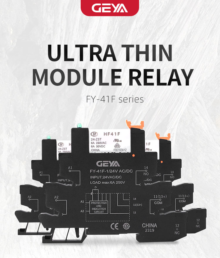 GEYA FY-41F-3 Din Rail Hongfa Relay with Socket 1 CO Relay Module 12VDC or 24VDC Relay Module