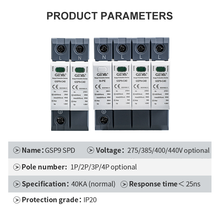 GEYA GSP9-D20-1P-20KA Surge Arrestor 300V 50/60HZ 30KA Voltage Protector SPD