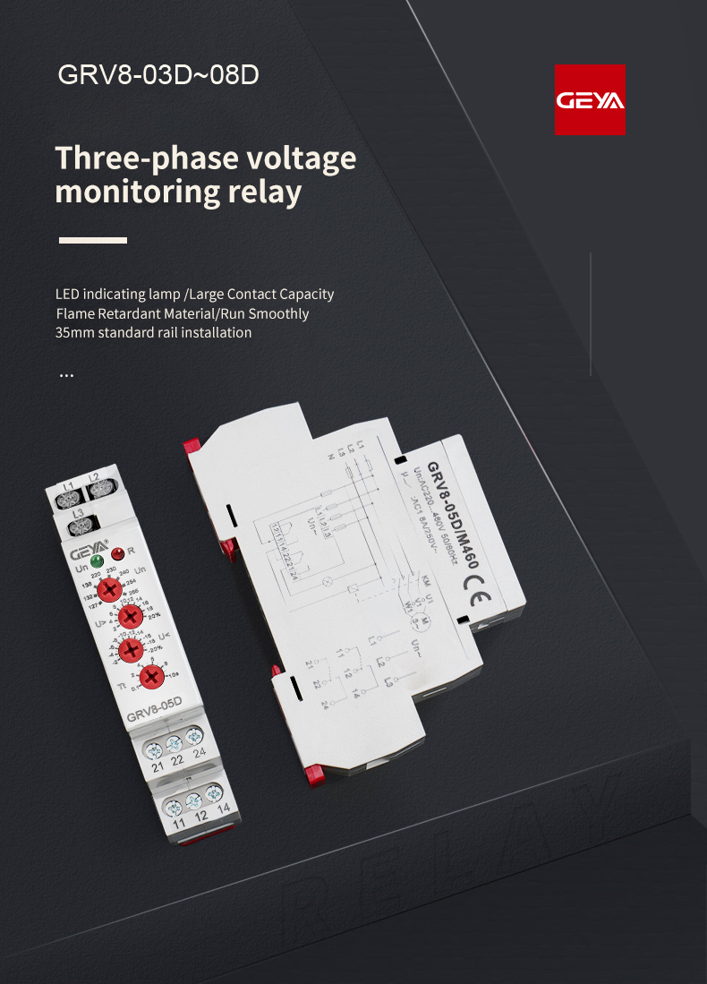 GEYA GRV8-05D M265 127V-265VAC and Current Relays Under Voltage Relay Voltage 3 Phase Voltage Relay